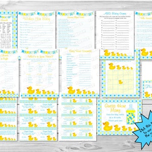 Rubber duck Baby shower games bundle 14 piece set huge bundle Printable INSTANT DOWNLOAD  UPrint  by greenmelonstudios duck baby shower