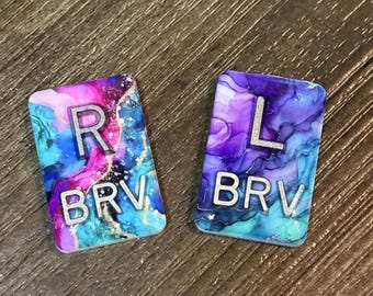 Swirl alcohol ink X-ray markers, teal, purple, pink, gold xray markers, x-ray markers, xray marker set