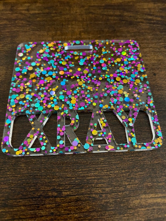 Custom badge buddy, glam and glitz badge buddy, Marker Parker, Medical field, teachers, Xray badge buddy RN any title confetti, chunky Il_570xn
