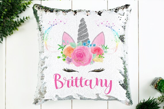 Sequin pillow | unicorn sequin pillow | personalized unicorn pillow | personalized sequin pillow | gift for girls | custom sequin pillow Il_570xn