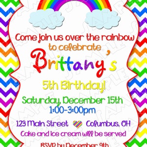 Rainbow Party Invitation Birthday Party Rainbow Party Printable ...
