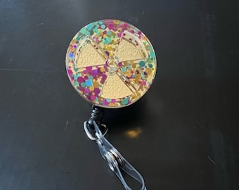 Confetti Xray Badge Reel, Radiation Symbol Badge Reel, Interchangeable badge reel, Xray Badge Reel, CT Tech Badge Reel, Nuc Med, Radiation