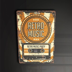Retro Musik Kassette - Metallschild Metallplakette Wandkunst Dekor Signage