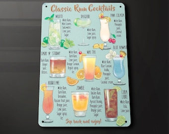 Cocktail recipe - Metal Sign Metal Plaque Wall Art decor Signage