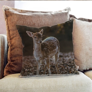 Deer Baby Doe Animal Photography - Decorative PIllow Throw Cushion Fabric , Case Cover or with Filling