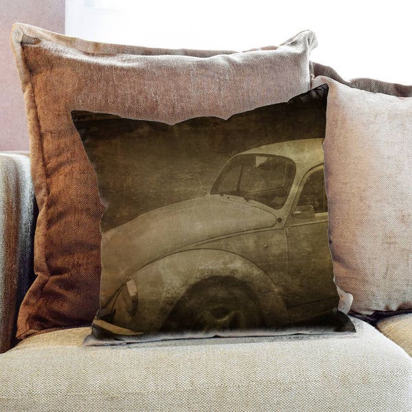 Retro Beetle Car Photography - Decorative PIllow Throw Cushion Fabric , Case Cover or with Filling