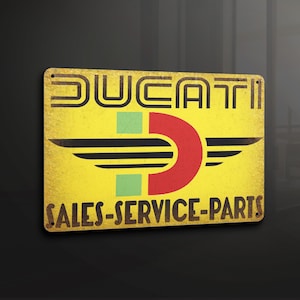 Ducati garage uomo grotta bici moto casa - Targa in metallo Targa in metallo Decorazione da parete Segnaletica