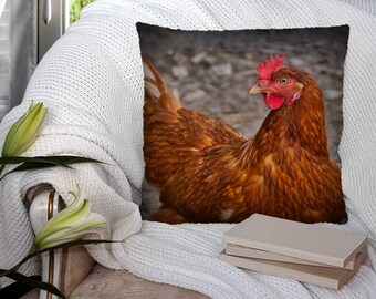 Chicken. Farm Yard Animals - Photography Super Soft Decorative Pillow Throw Cushion, Case Cover or with Filling Luxury velvet