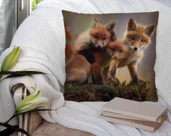 Foxes - Photography Super Soft Decorative Pillow Throw Cushion, Case Cover or with Filling Luxury velvet
