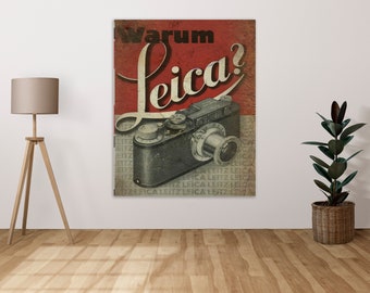 ¿Por qué una cámara Leica? Letrero metálico, placa metálica, decoración de pared, señalización.