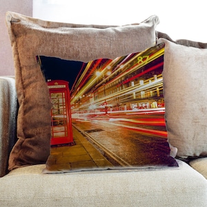 Gevaldekking van rode telefoon vak Londen fotografie - decoratieve kussen gooien kussen stof, of met vulling