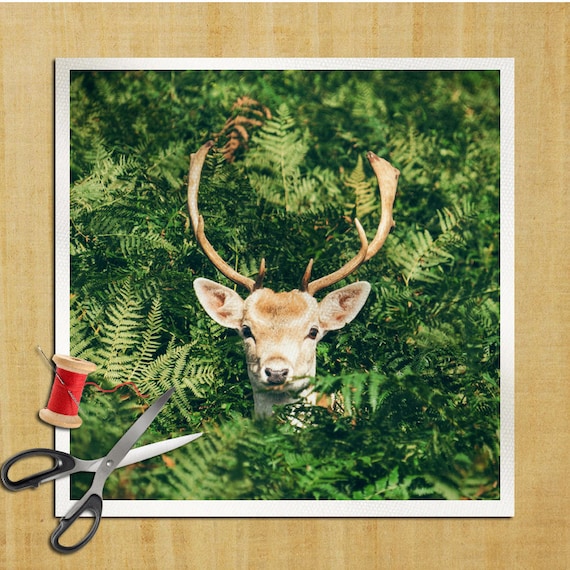 Reh Hirsch Wald Tier Kissen Panel Polster Baumwolle Stoff