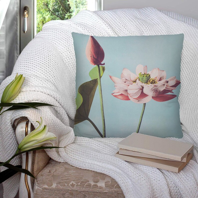Japanese Lotus Flower Ogawa Kazumasa Bright Colourful Super Soft Decorative Pillow Throw Cushion
