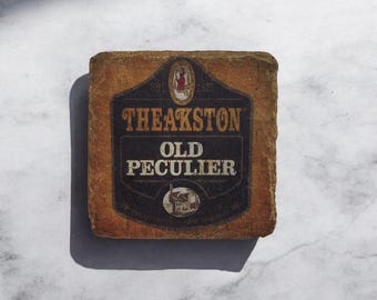 Theakston Old Peculier Beer Pub Drink - Printed Slate Coaster Tableware Gift Drink Rustic Square