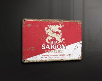 Bia Saigon Export Pub Beer Bar Vietnam-letrero de Metal, placa de Metal, decoración artística de pared, señalización