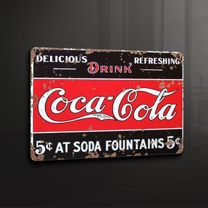 Drink Coca Cola Soda Advertisement Vintage - Metal Sign Metal Plaque Wall Art decor Signage