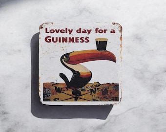 Lovely Day for a Guinness Beer Pub Drink - Printed Slate Coaster Tableware Gift Drink Rustic Square