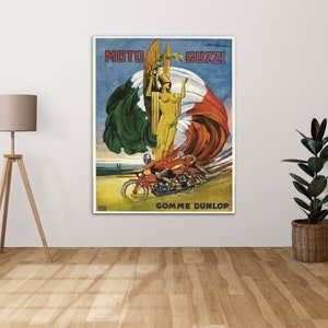 Moto Guzzi Racing Dunlop Tyres     - Metal Sign Metal Plaque Wall Art decor Signage