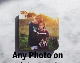 Any Picture photograph custom bespoke - Printed Slate Coaster Tableware Gift Drink Rustic Square