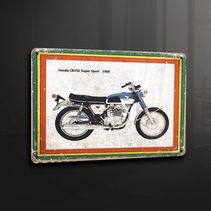 Honda CB350 Super Sport 1968 garage man cave bike motorcycle home - Metal Sign Metal Plaque Wall Art decor Signage