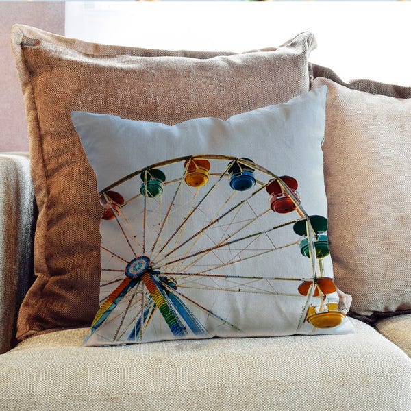 ferris wheel fun fair  Photography - Decorative PIllow Throw Cushion Fabric , Case Cover or with Filling