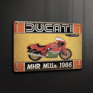 Ducati mhr mille 1986 garage man cave bike motorcycle home - Metal Sign Metal Plaque Wall Art decor Signage