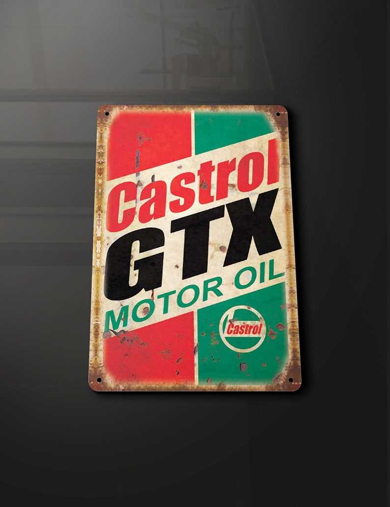 Wakefield Castrol GTX Motor Oil Gas Gasoline Oil Car Automotive - Metal Sign Metal Plaque Wall Art decor Signage image 1