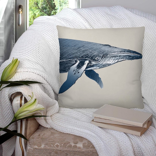 Baleine mer océan gros poisson-lumineux coloré super doux coussin décoratif jeter coussin, housse ou avec remplissage velours de luxe