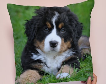Berner Sennenhund Welpe Haustier Hund Fotografie - Dekokissen Überwurf Stoff, Hülle Überwurf oder mit Füllung