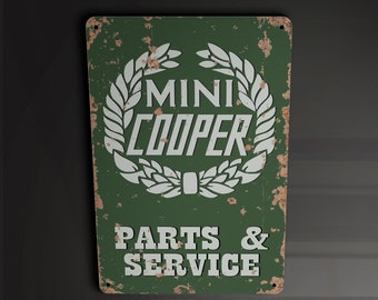 Mini Cooper Services and Parts Car Automotive - Metal Sign Metal Plaque Wall Art decor Signage