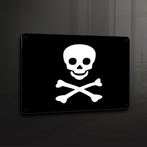 Skull and Cross Bone Skeleton Pirate Flag - Metal Sign Metal Plaque Wall Art decor Signage