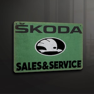 Skoda Sales and Services Car Automotive - Metal Sign Metal Plaque Wall Art decor Signage