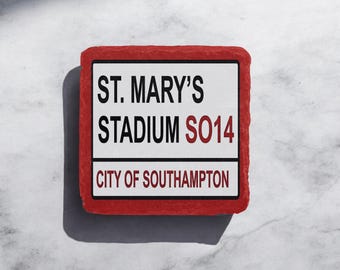 St Marys Stadium Southampton Street Sign - Printed Slate Coaster Tableware Gift Drink Rustic Square