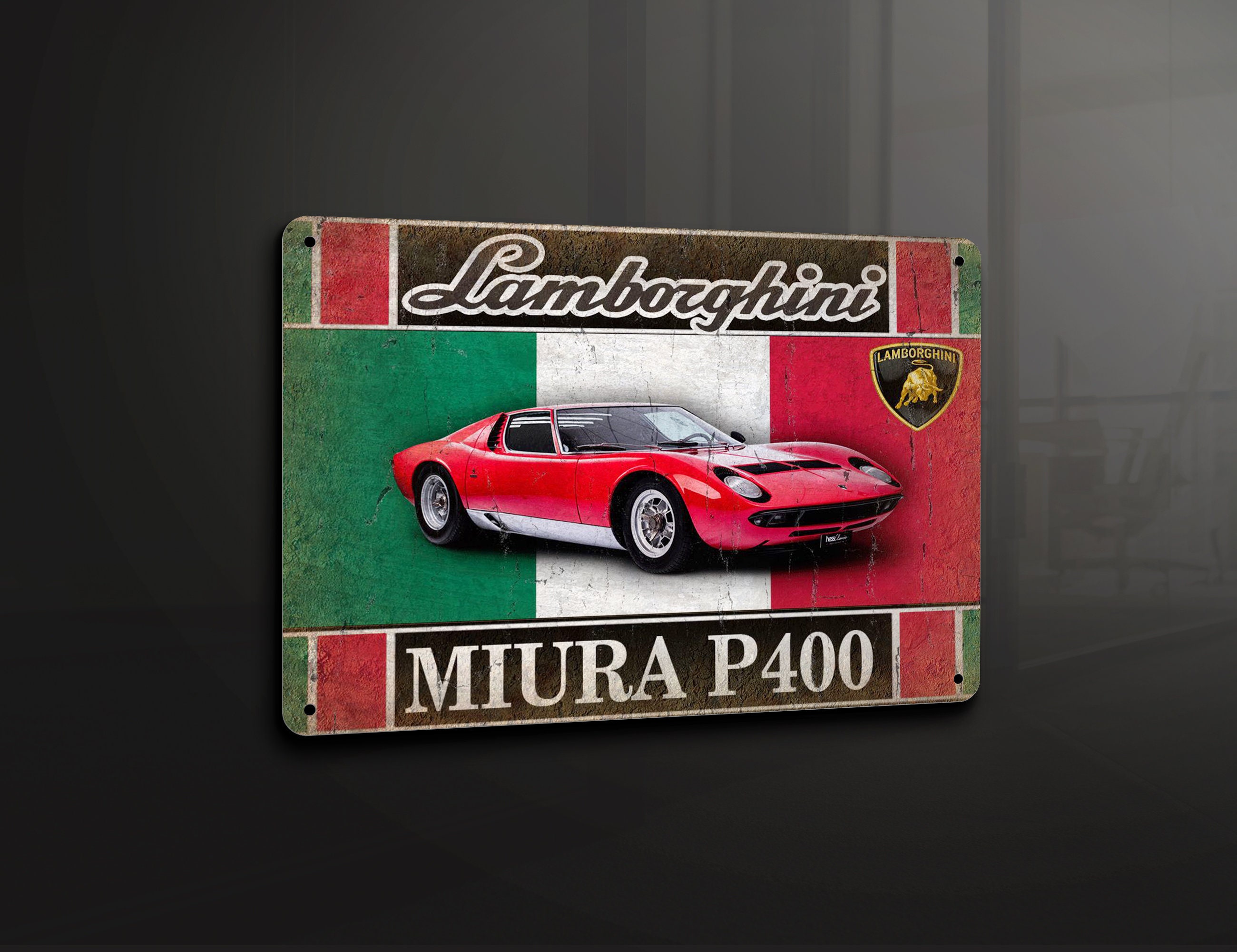 ランボルギーニ ミウラ P400 自動車レース - メタルサイン ランボルギーニ ミウラ P400 自動車レース - メタルサイン