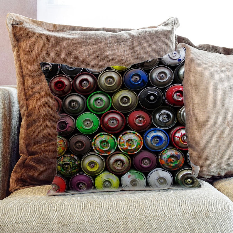 Spray Paint Cans Photography Decorative Pillow Throw Cushion Fabric