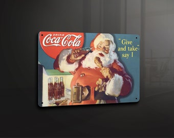 アンティーク COKE 広告、1964 年 // コカコーラ社 // サンタ、子供