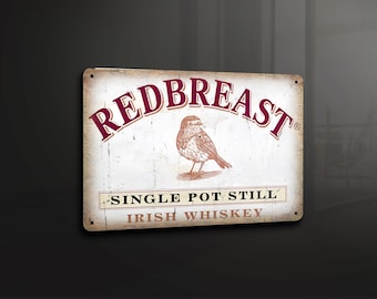 Whisky irlandés Redbreast - Letrero de metal Placa de metal Decoración de arte de pared Señalización