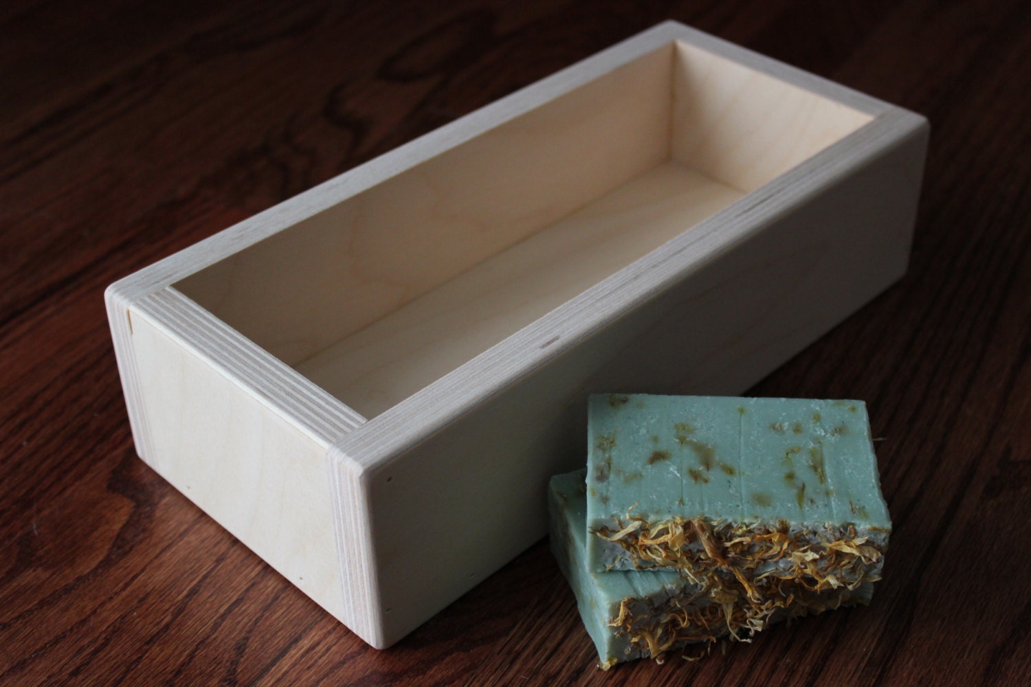 Soap Mold With Wood Box Cover Silicone Material Liner Large