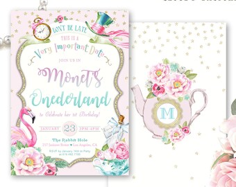 Alice in Onderland Invitation, First Birthday onederland invitation, Alice in Wonderland Invitation, Printable / Printed, Onederland Invites