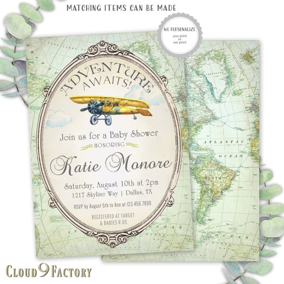 airplane themed baby shower invitations
