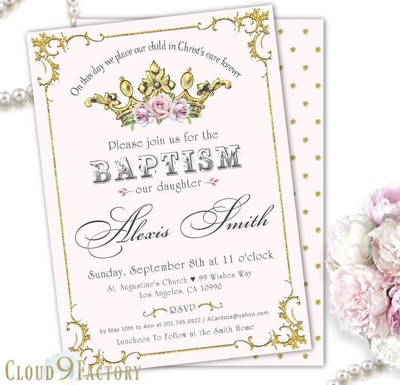 Baptism Invitation Baptism Invitation Baby Girl Princess Etsy