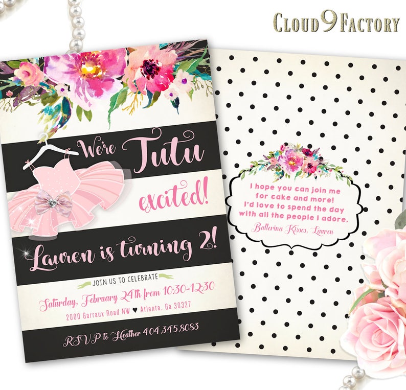 Ballerina Birthday Invitation Ballerina Invitations Etsy