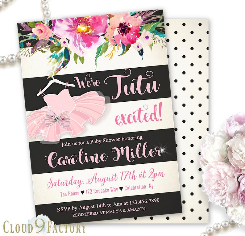 Ballerina Baby Shower Invitation Tutu Excited Baby Shower Etsy
