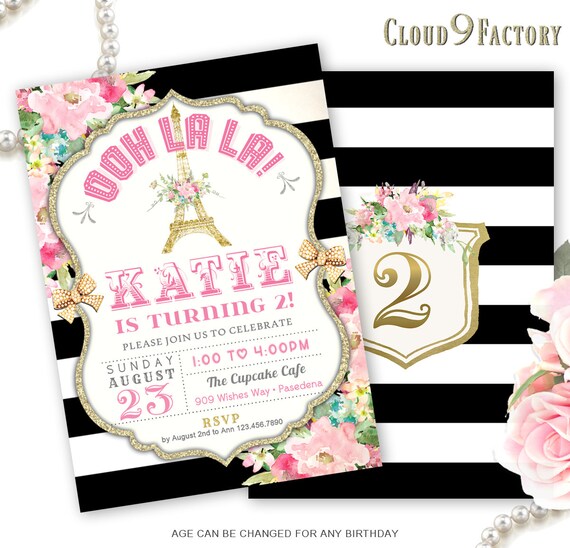 Paris Invitation Eiffel Tower Invitation Paris Birthday Etsy