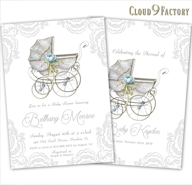 Elegant Baby Shower Invitations Boy Vintage Style Baby Shower Etsy