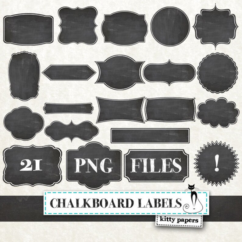 Chalkboard Frames Clipart chalkboard Labels Etsy