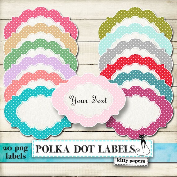 Polka Dot Labels Clipart: polka Dot Labels Digital - Etsy