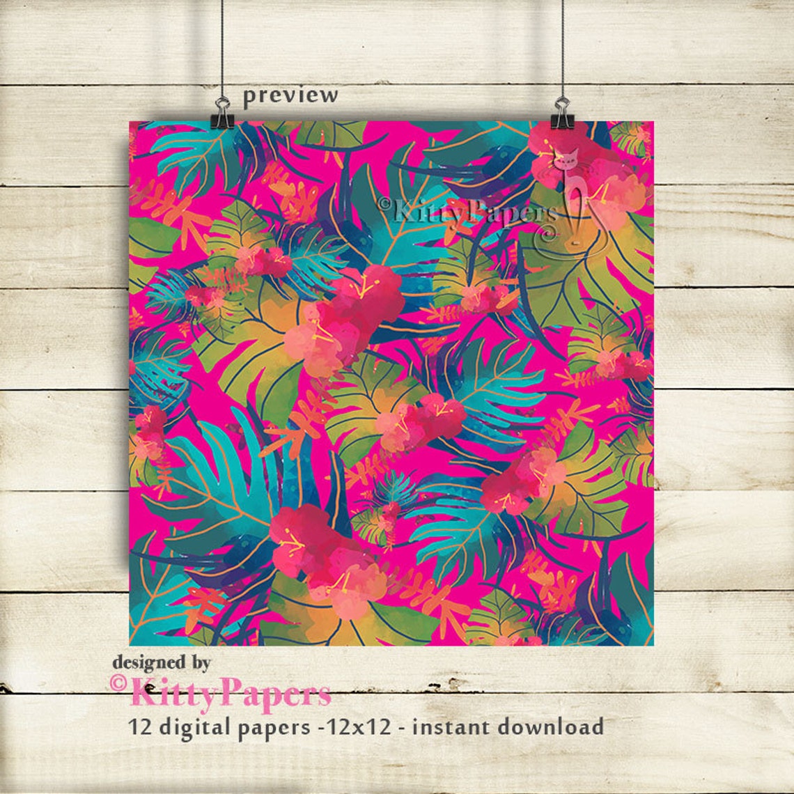 Tropical digital paper : Tropical Patterns | Etsy