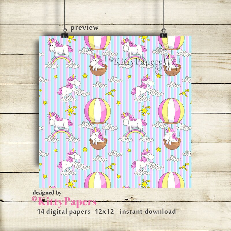 Unicorn digital paper Precious Unicorns unicorn Etsy
