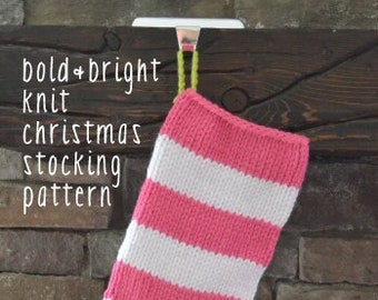 bold&bright knit christmas stocking pattern: EASY